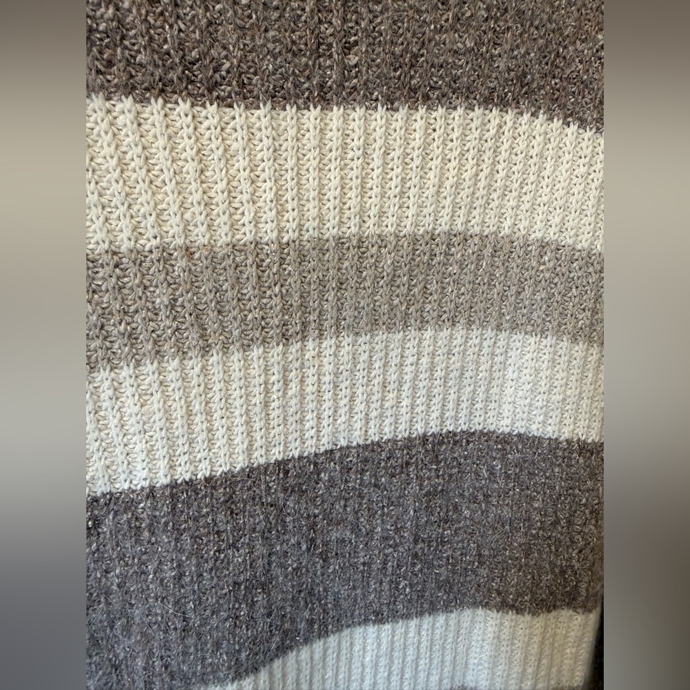 De Rotchild Vintage Angora Silk Blend Long Sweater/Sweater dress Cream Stripe M - Picture 8 of 8